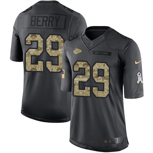 Nike Chiefs #29 Eric Berry Black Men's Stitched NFL Limited 2016 Salute to Service Jersey